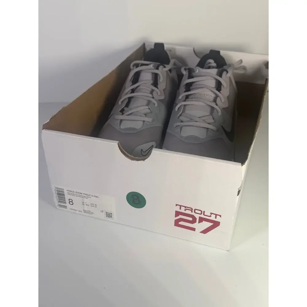Nike Force Zoom Trout 9 Pro Men’s Baseball Cleats Size 8 Grey